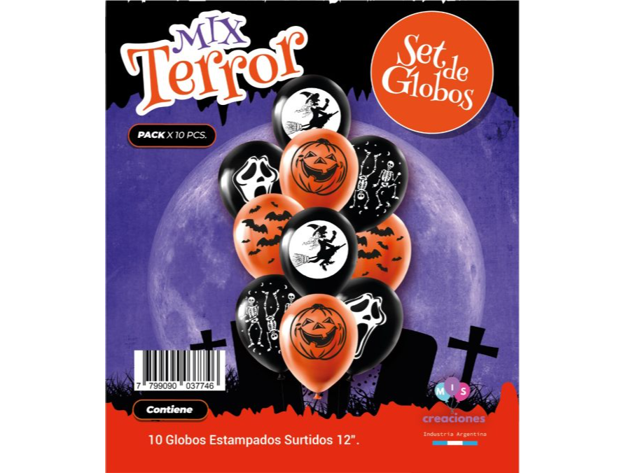 Globo De Latex Estampado Mix terror x 10
