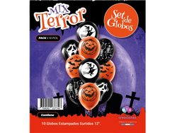 Globo De Latex Estampado Mix terror x 10