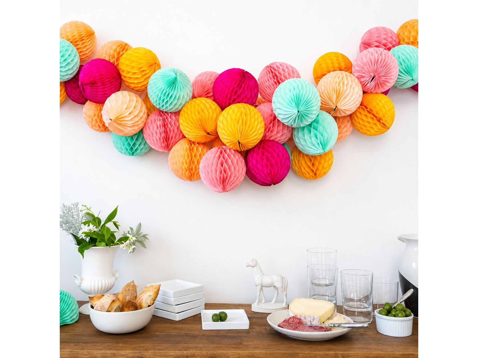 Bolas de flores de panal colores pasteles X12 unidades (10cm)