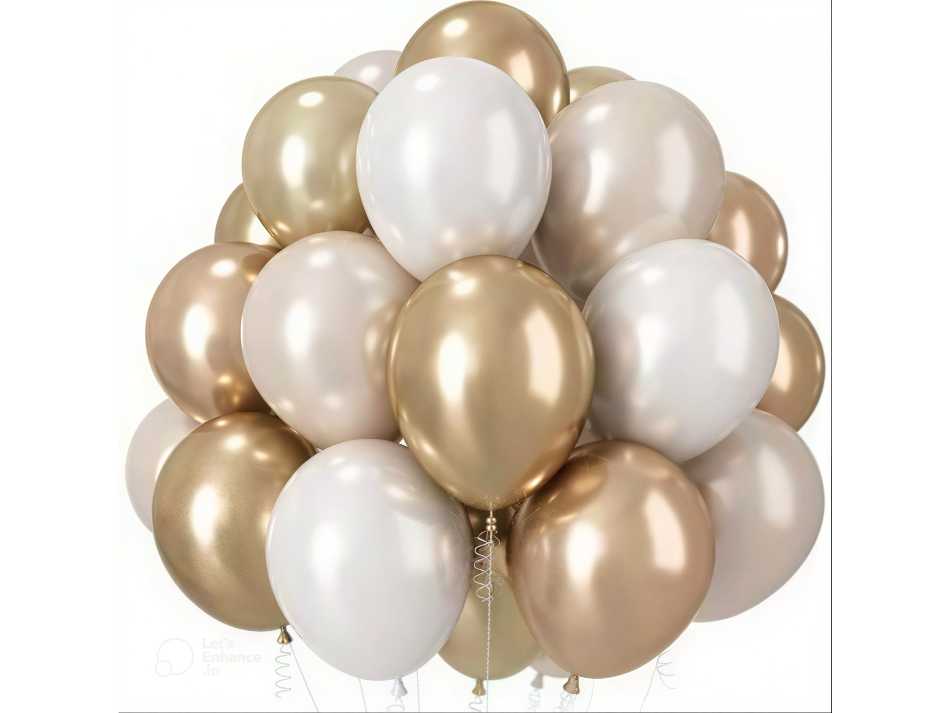 Set Globos Dorados y Blancos X50