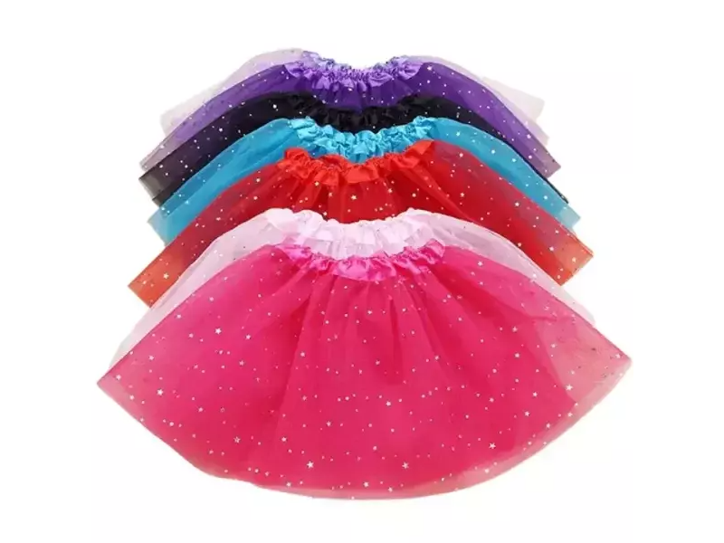 Tutú Rosa con Brillos y Estrellas 3 Capas (30cm)