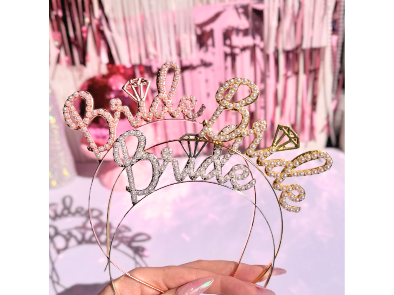 Vincha Bride Perlas Rose Gold