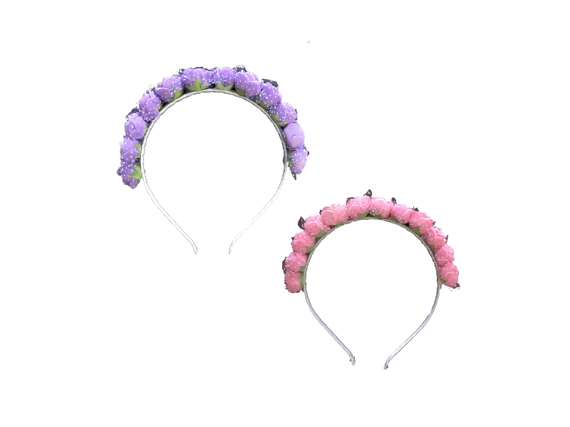Vincha de Flores con Luz LED Rosa Pastel