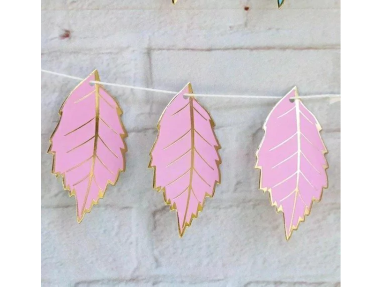 Guirnaldas de Hojas Rosa y Dorado (X3)
