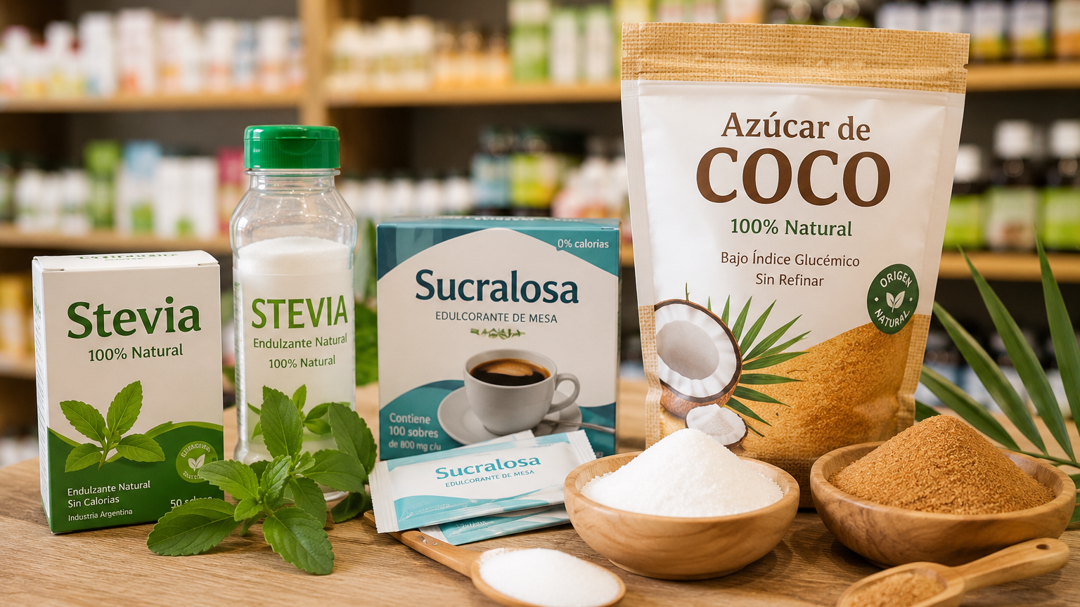 Stevia - Azúcar de coco - Sucralosa