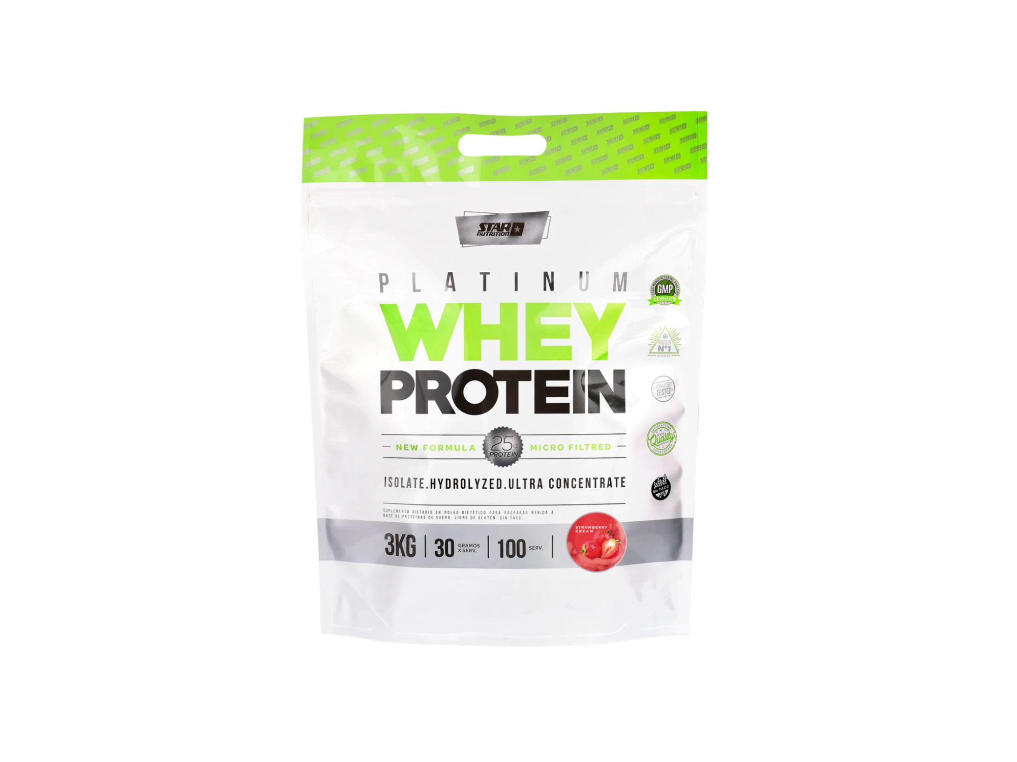 Whey protein Star Nutrtion x 3 kg x 100 serv Zipper Pack - Frutilla