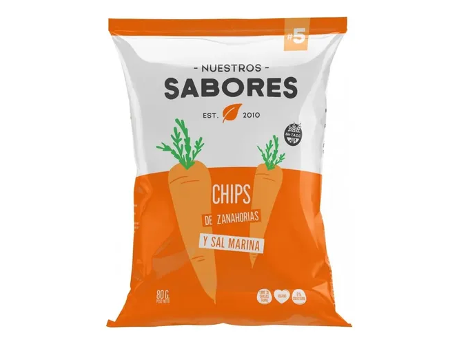CHIPS de zanahorias rusticas con sal marina - Nuestros Sbores SIN TACC