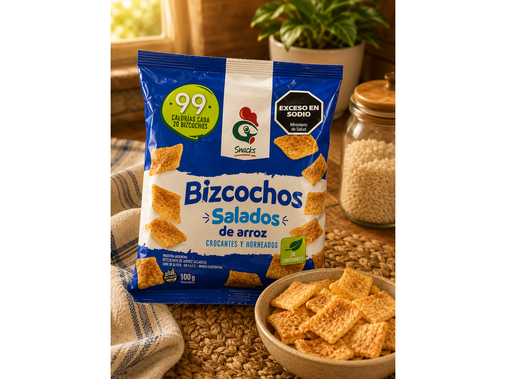 Bizcochos salados de arroz