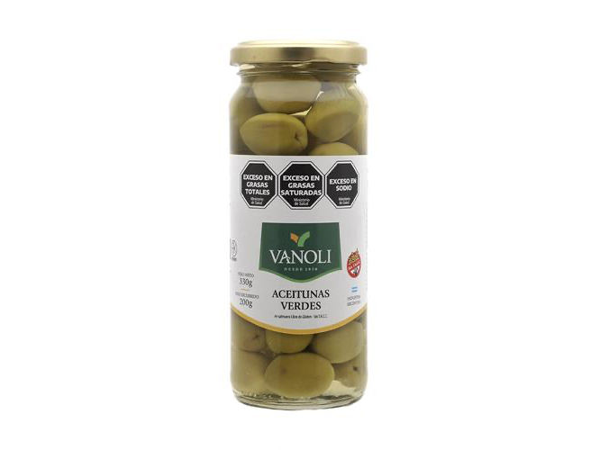 Aceitunas en vinagre VANOLI x 330 gr