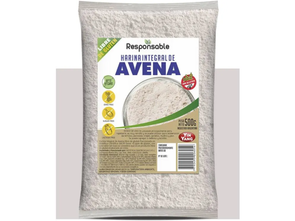Harina de avena SIN GLUTEN x 400 gr - YIN YANG