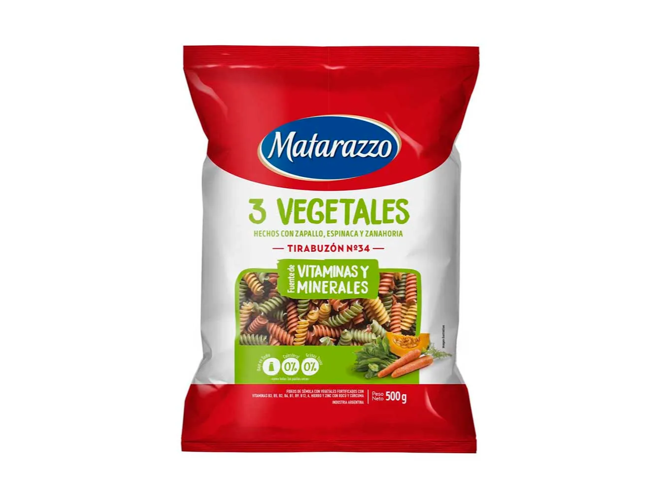 Tirabuzon 3 vegetales 500 gr