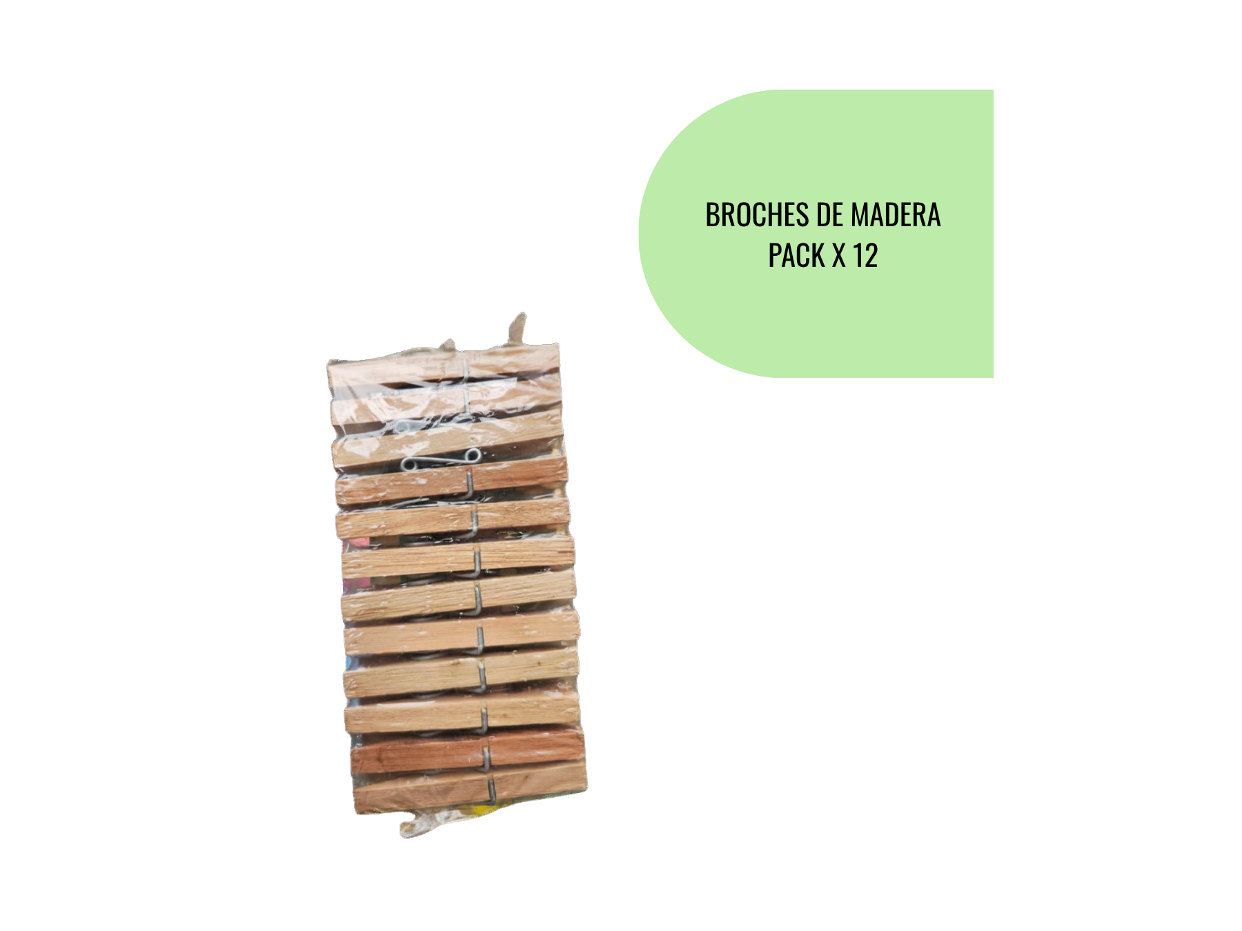 Broches de madera - Pack x 12