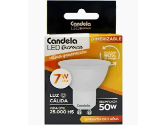 Lampara dicroica led gu10 7w luz calida (GU107WLC)