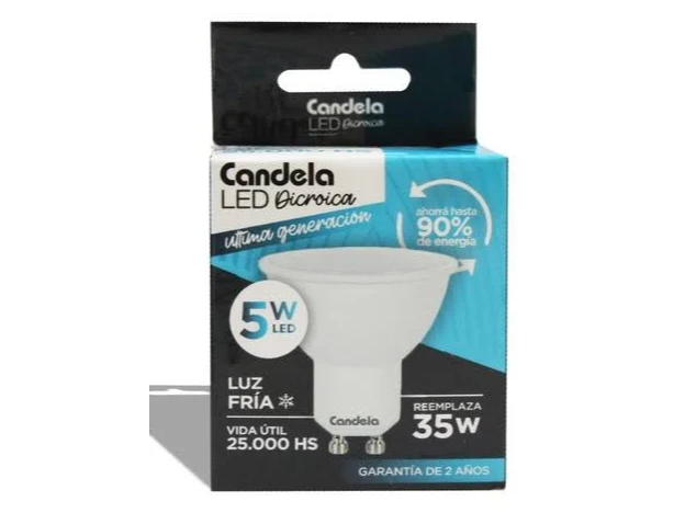 Lampara dicroica led gu10 5w luz fria (GU105WLF)