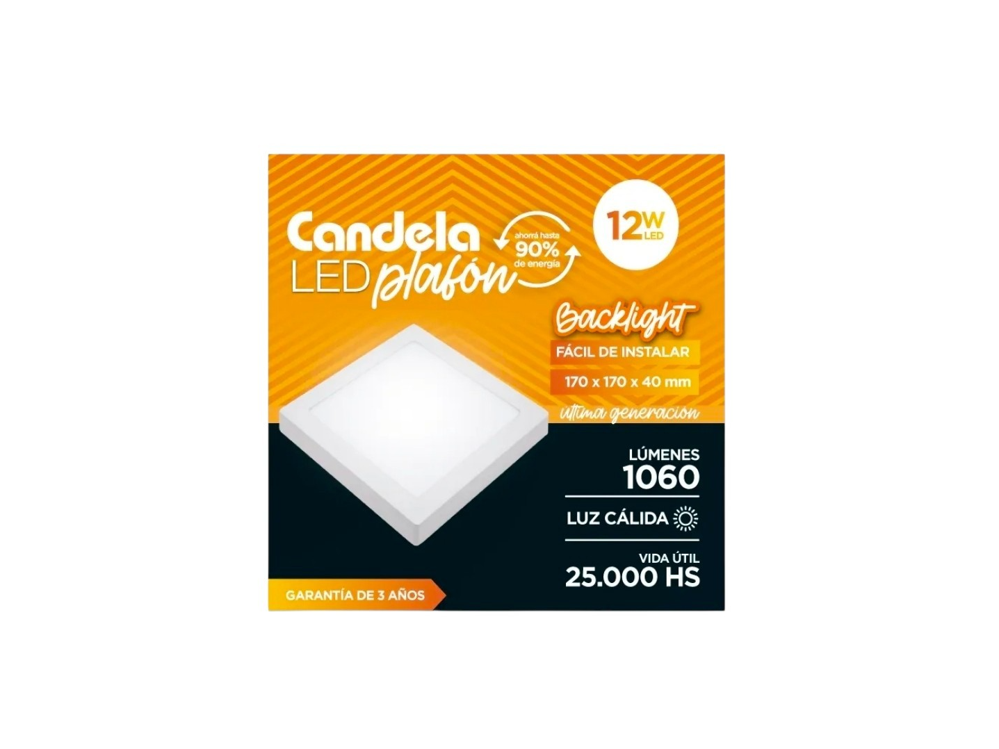 Plafon 12w led cuadrado exterior calida (P12CEXTC)
