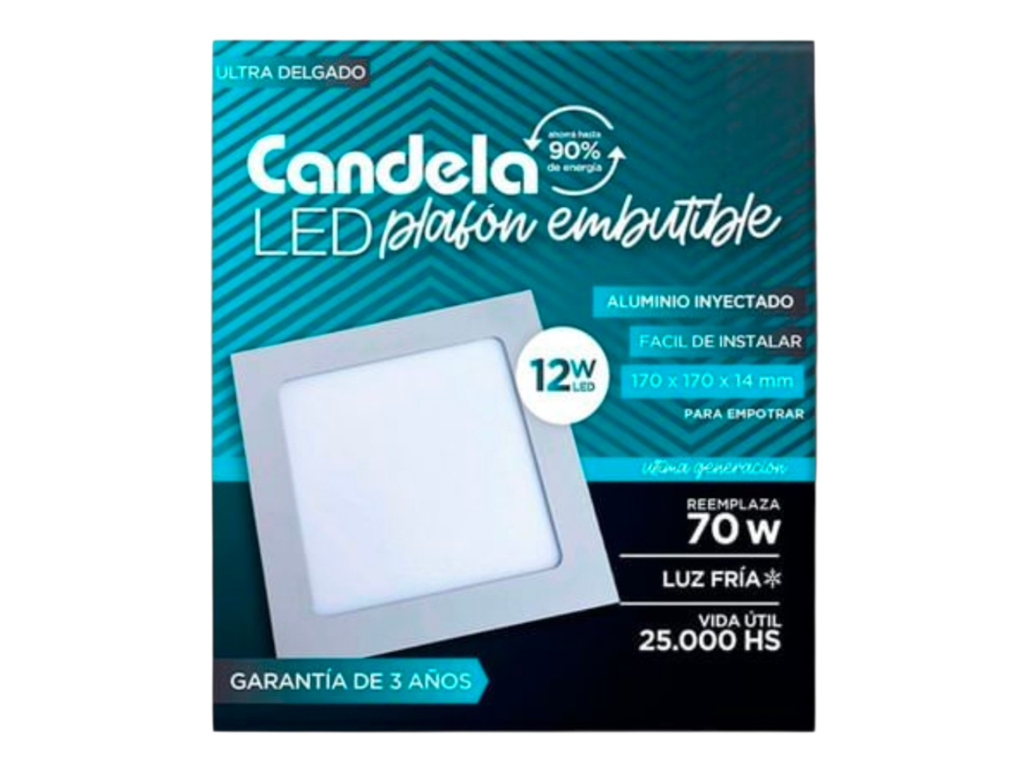 Plafon 12w led cuadrado embutir fria (P12CEMBF)