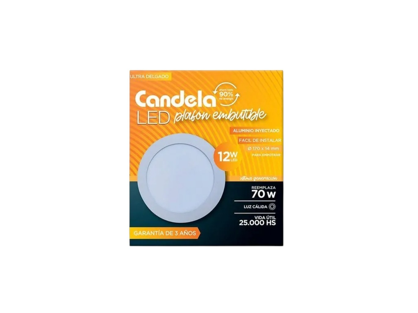 Plafon 12w led redondo embutir calida (P12REMBC)