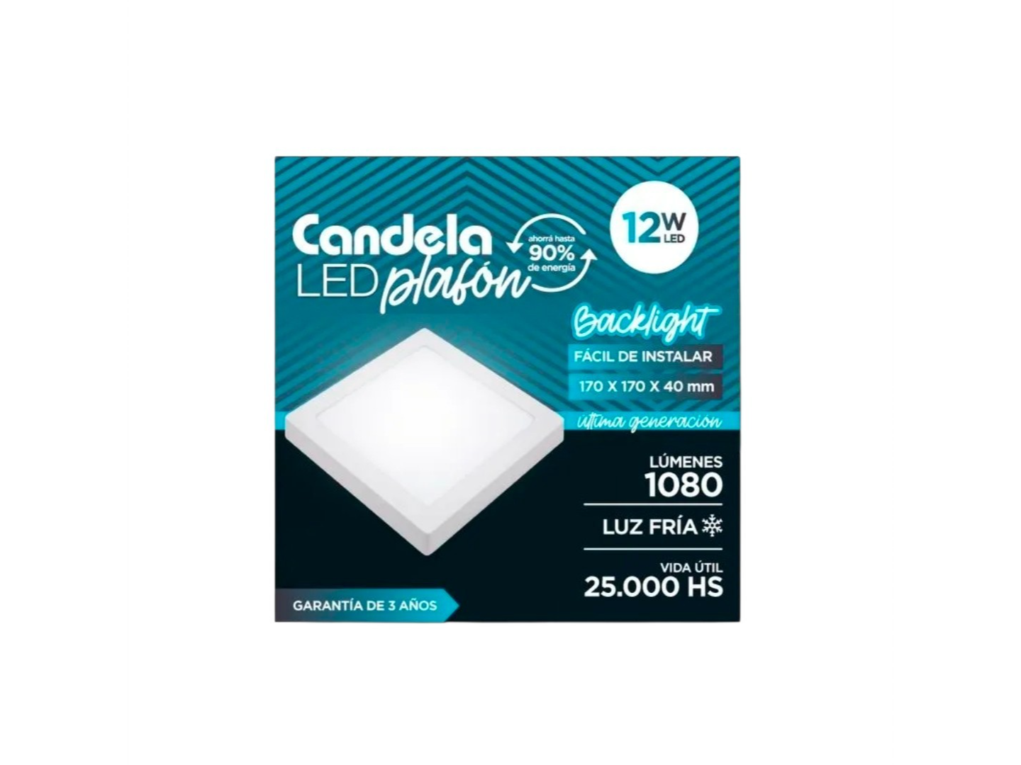 Plafon 12w led cuadrado exterior fria (P12CEXTF)