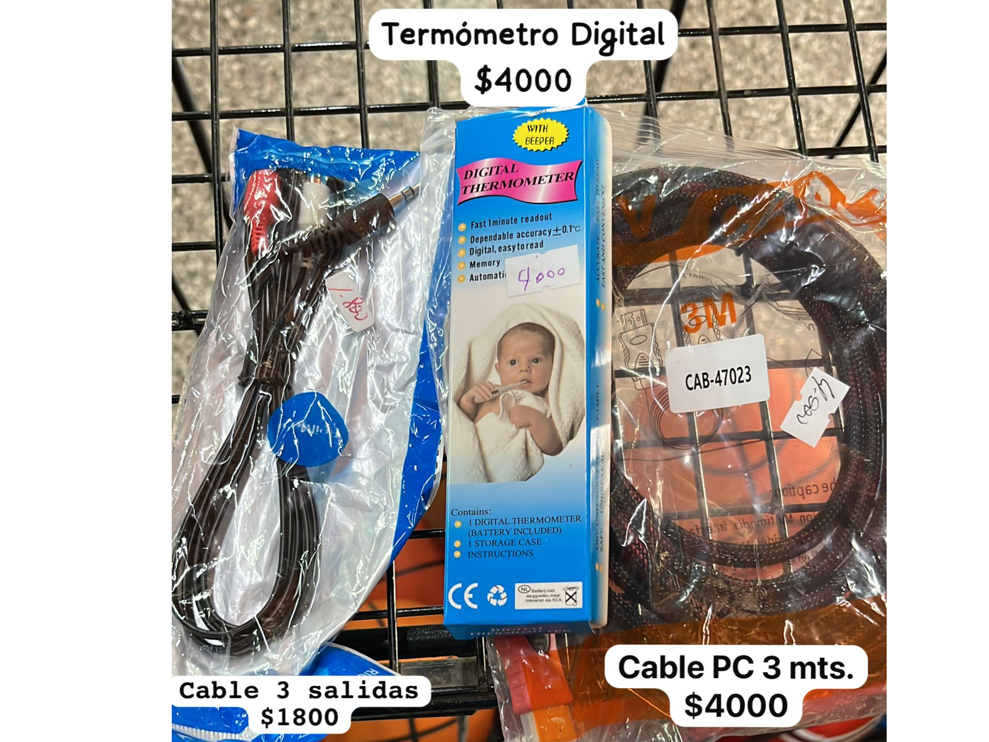 Cables clasicos  y termometro digital