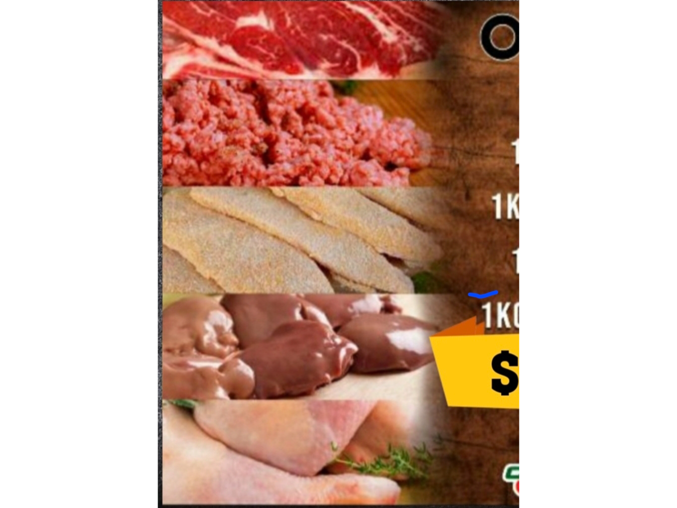 Aguja,  molida, supremas,  hígado y patamuslo