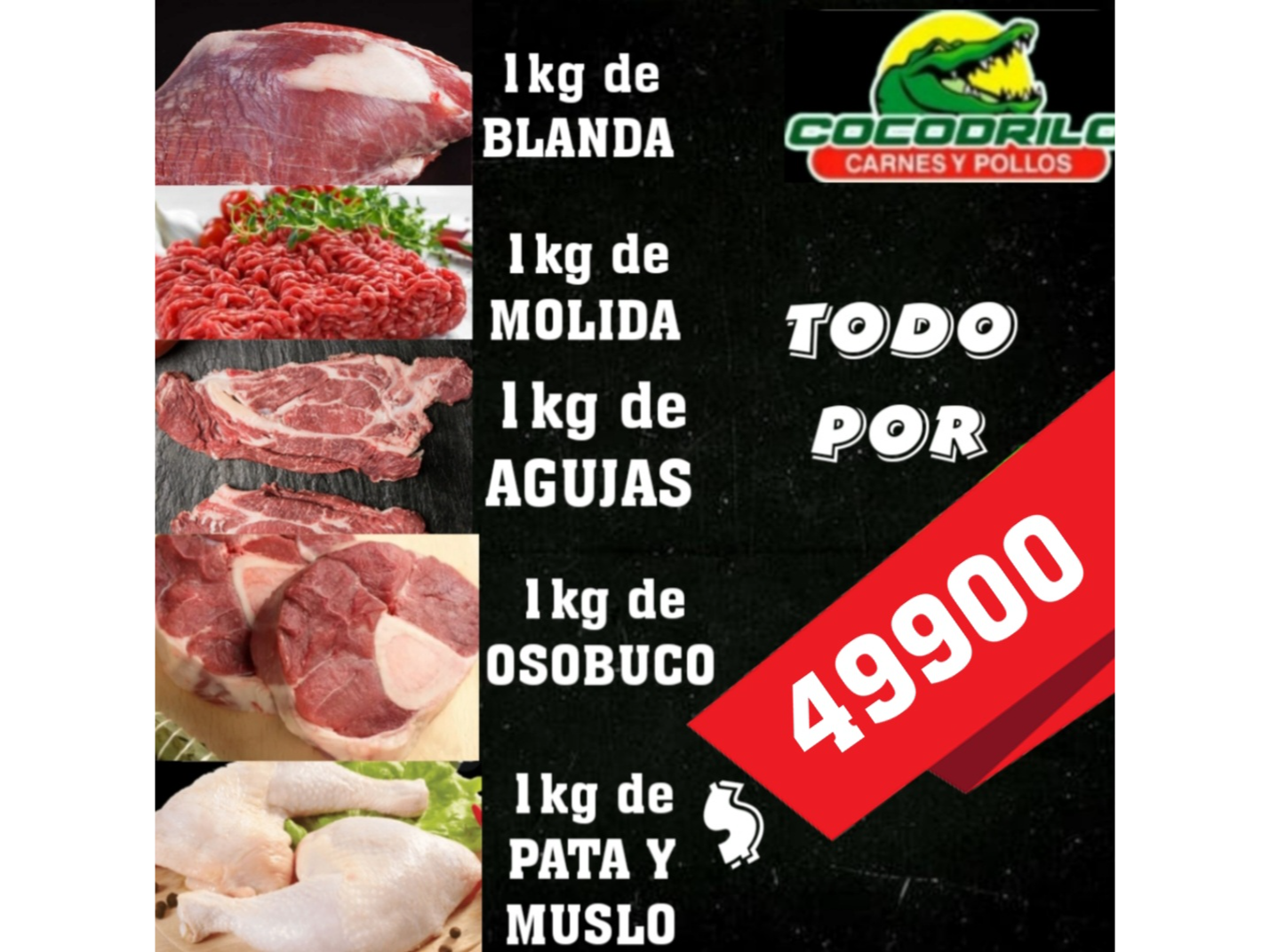 Blanda, aguja, molida, osobuco y patamuslo