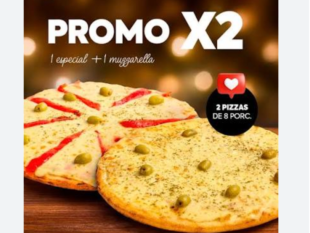 1 pizza especial + 1 pizza 4 quesos