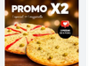 1 pizza muzzarella + 1 pizza especial morron y huevo