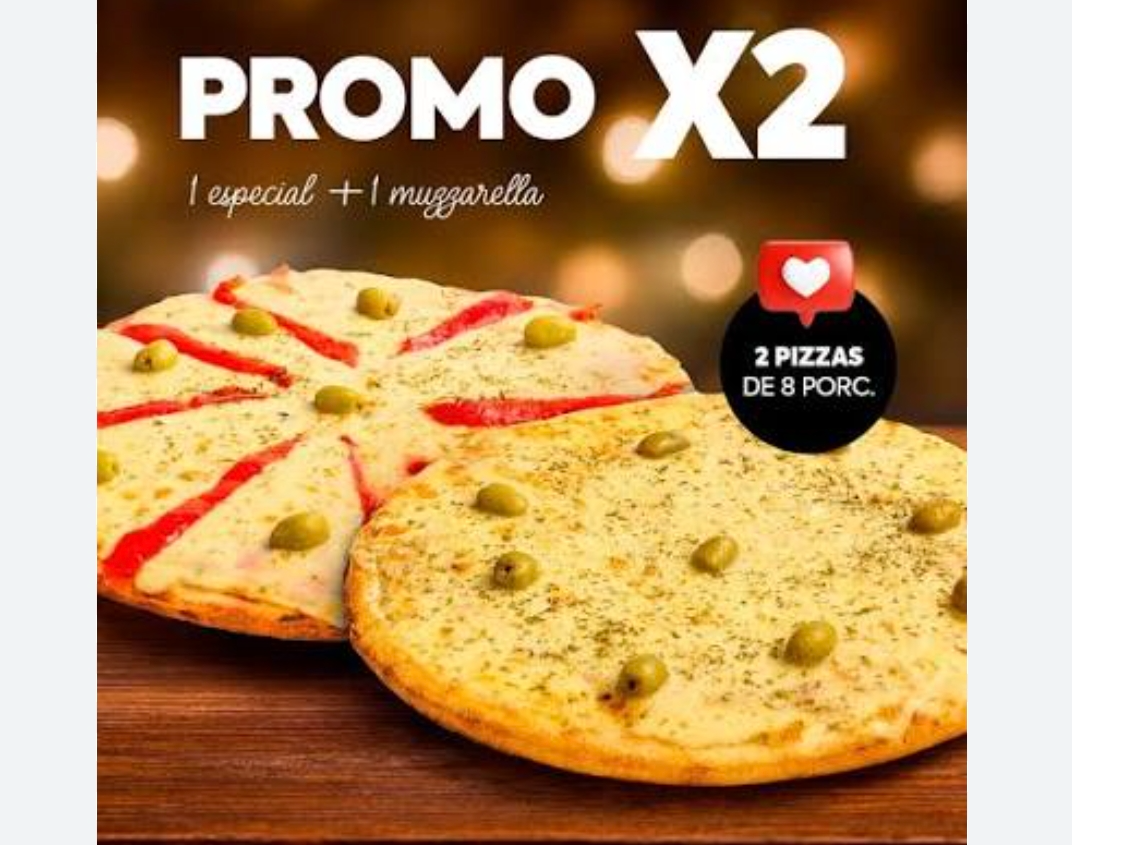 1 pizza especial + 1 pizz muzzarella