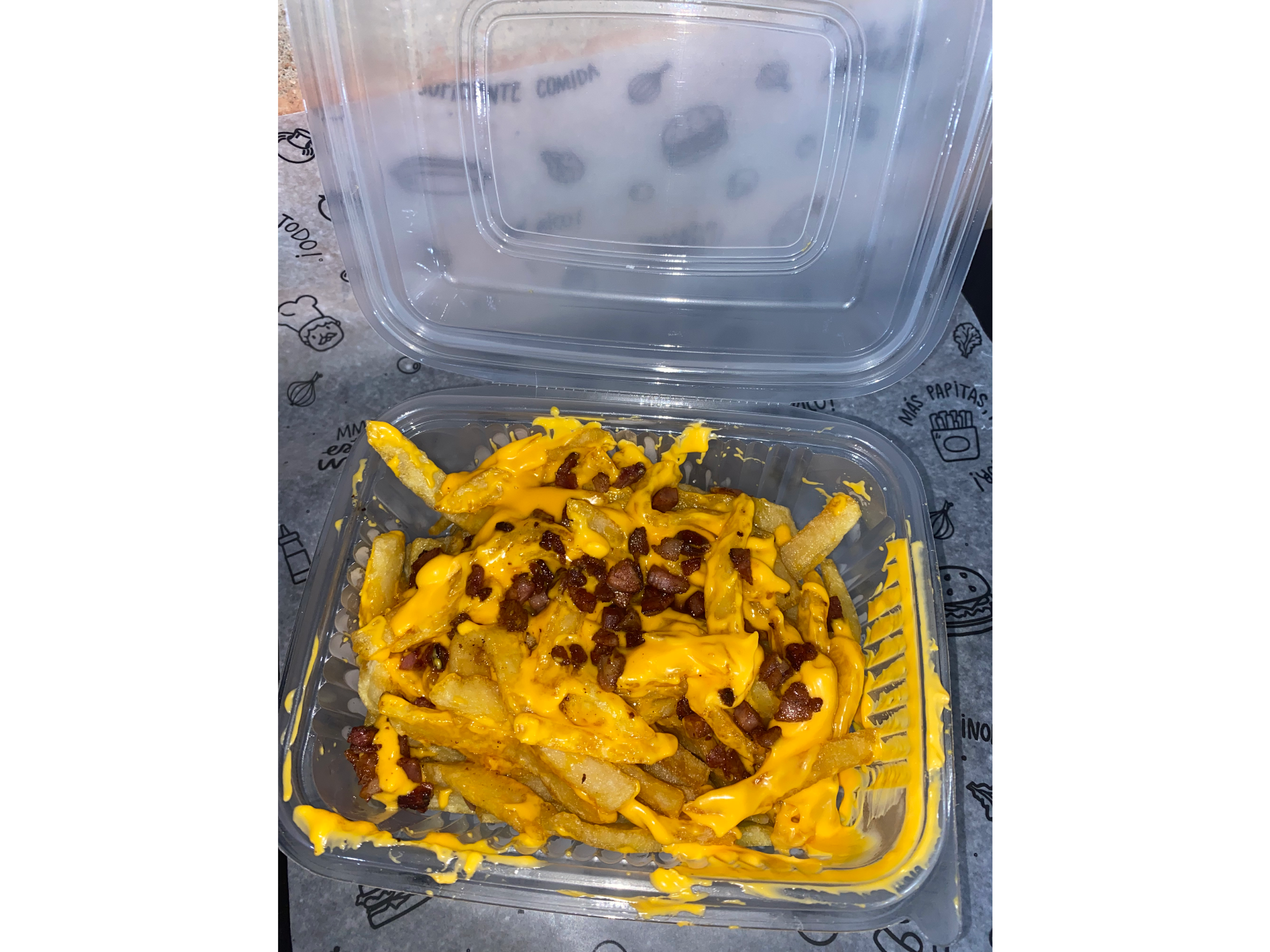 Bandeja papas con Cheddar y bacon