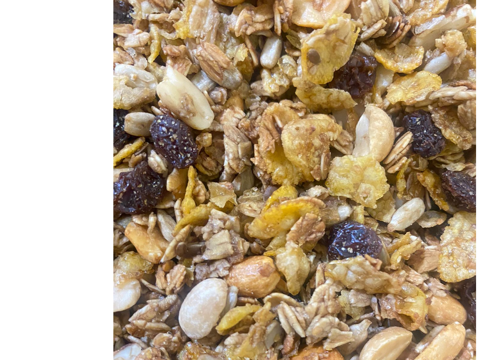 Granola crocante horneada con pasas