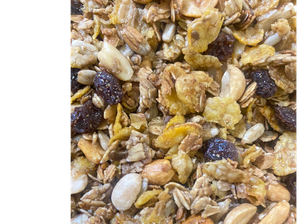 Granola crocante horneada con pasas de Elena alimentos naturales