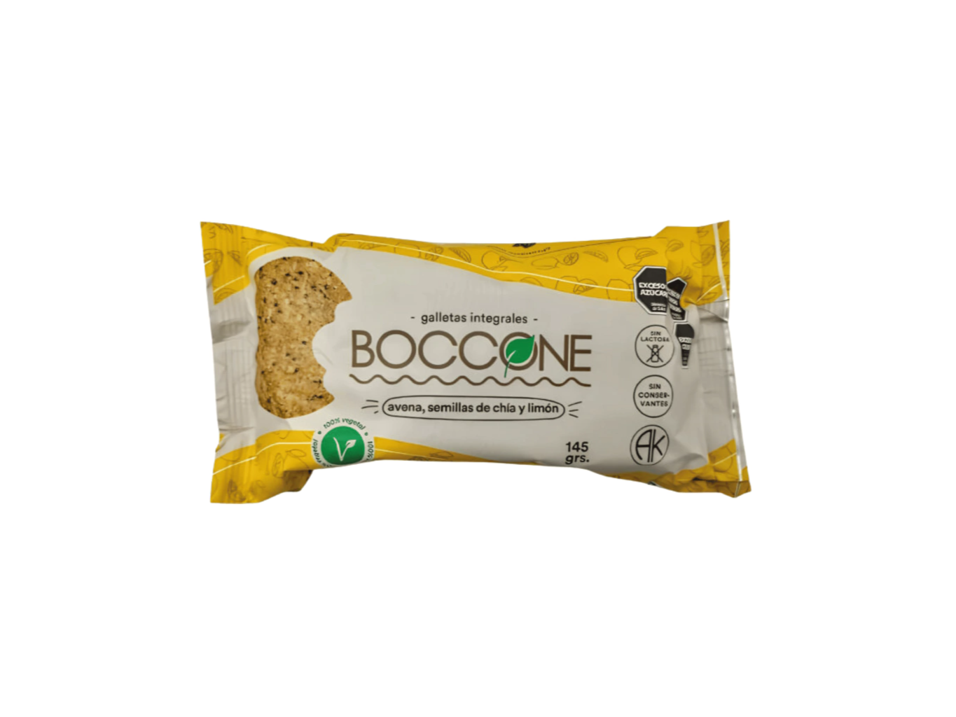 Galletas integrales Boccone avena, semillas de chía y limón