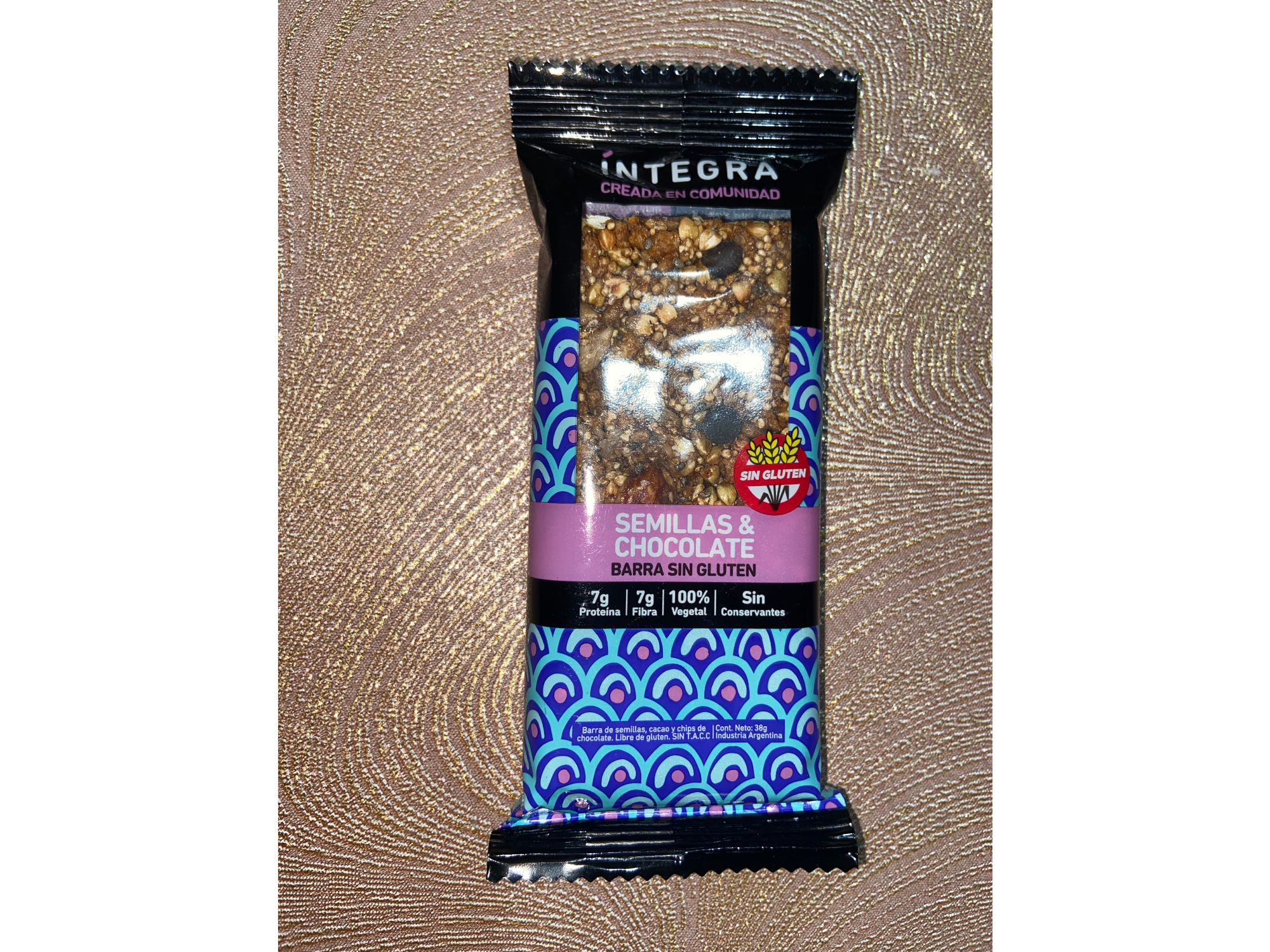 Barrita de cereal íntegra 7 gr de proteína SIN TACC
