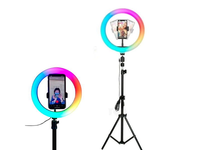 ARO LUZ LED 30 cm RGB CON TRIPODES 1,7