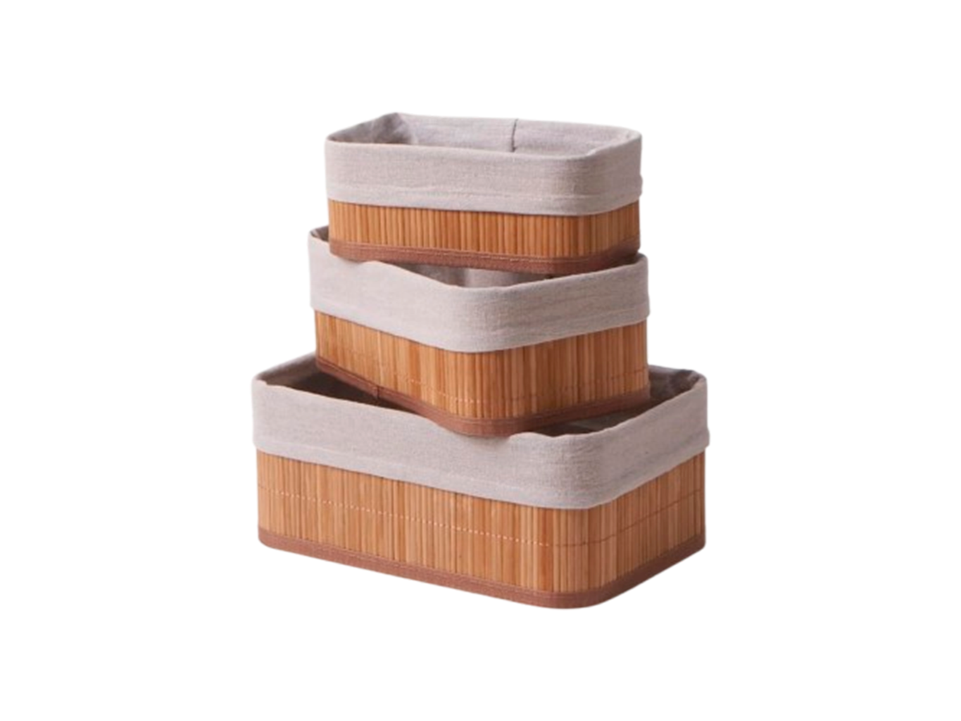 Canasto Cesto Set X 3 Bambo Organizador Forrados Retro Vintage