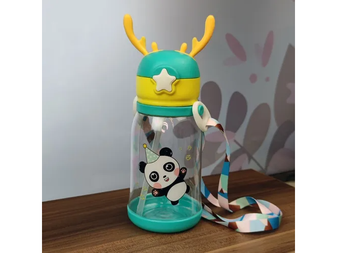 Botella Infantil 600ml Con Correa Y Pico Sorbete Silicona