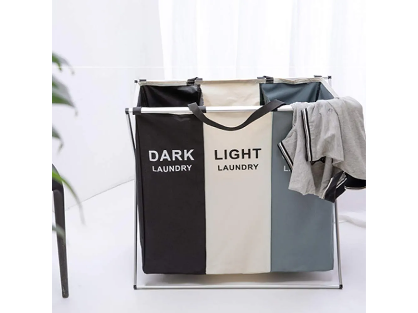 Cesto Canasto 3 Divisiones Laundry Plegable Ropa Sucia 59x52x32 Melech-39
