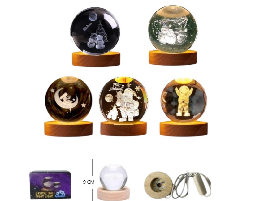BOLA LED CRISTAL 8 CM VELADOR USB
