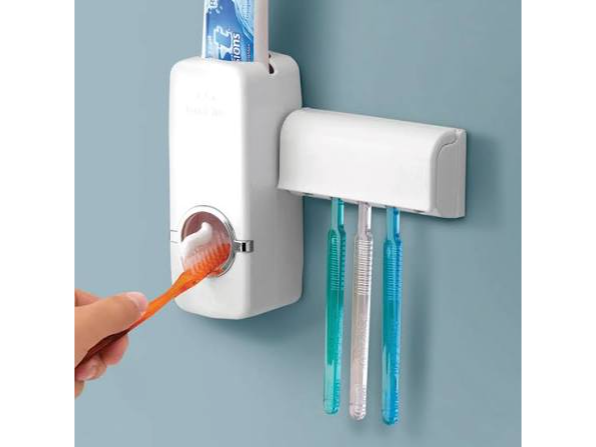DISPENSER AUTOMATICO DE PASTA DENTAL PORTA CEPILLO ADHESIVO