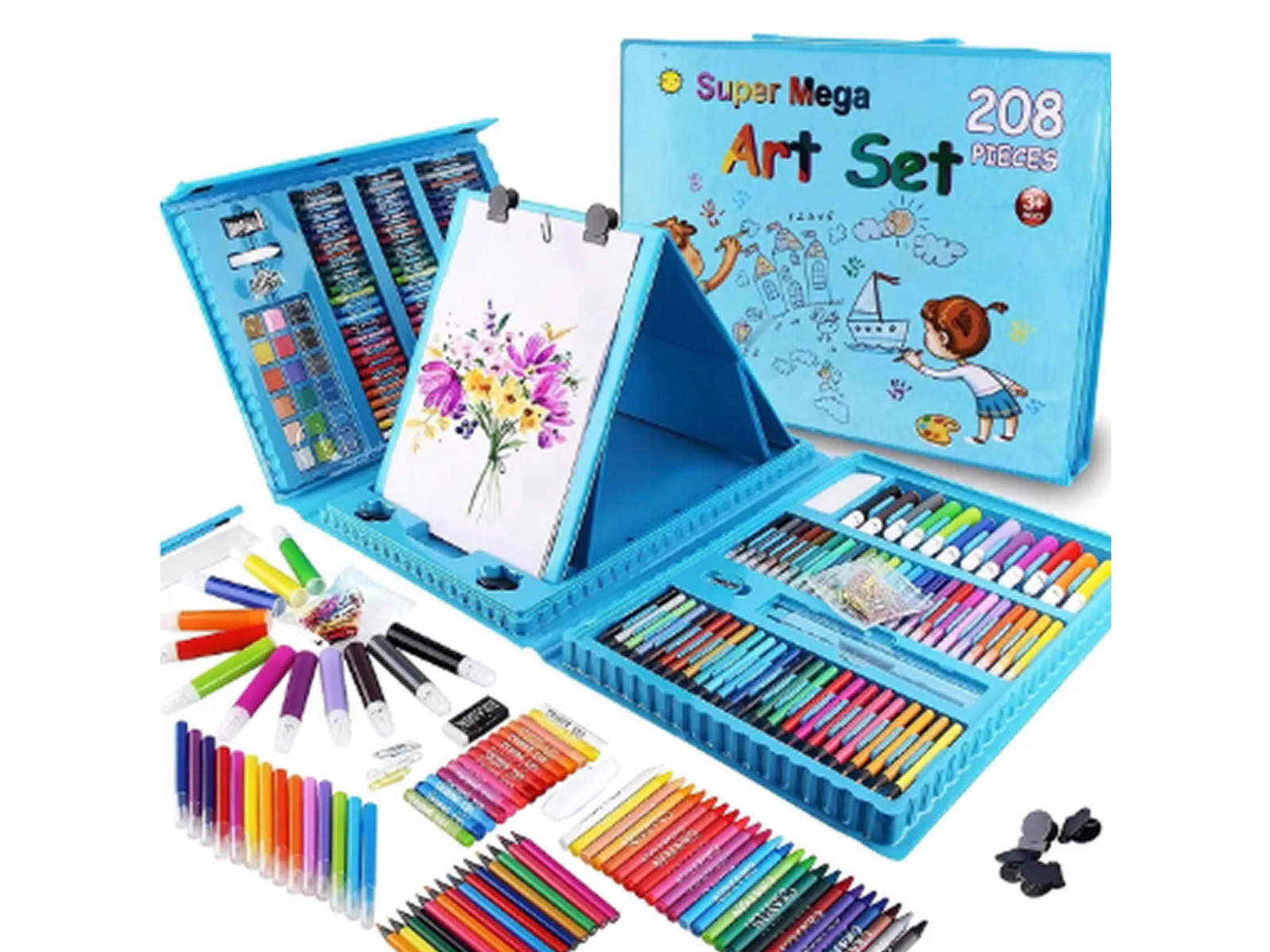 Set De Arte Niños Maleta 208 Piezas Crayon Plumones Colores