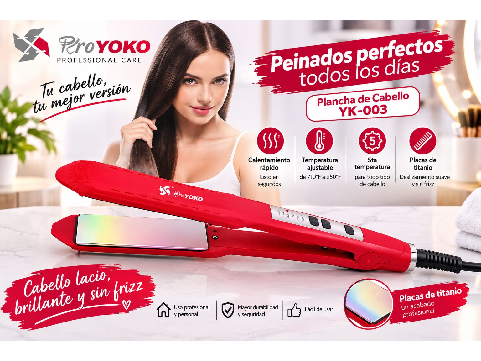PLANCHA DE CABELLO PRO YOKO YK 003