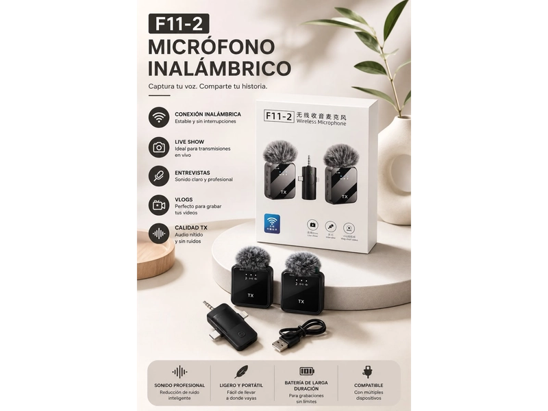 MICRÓFONO INALÁMBRICO F11-2 – DOBLE MICRÓFONO