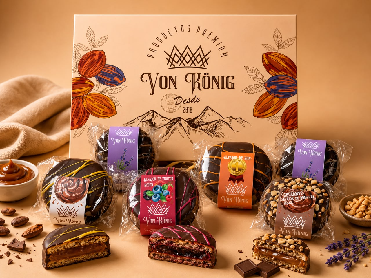 Caja x 12 Alfajores Artesanales Surtidos Von Konig