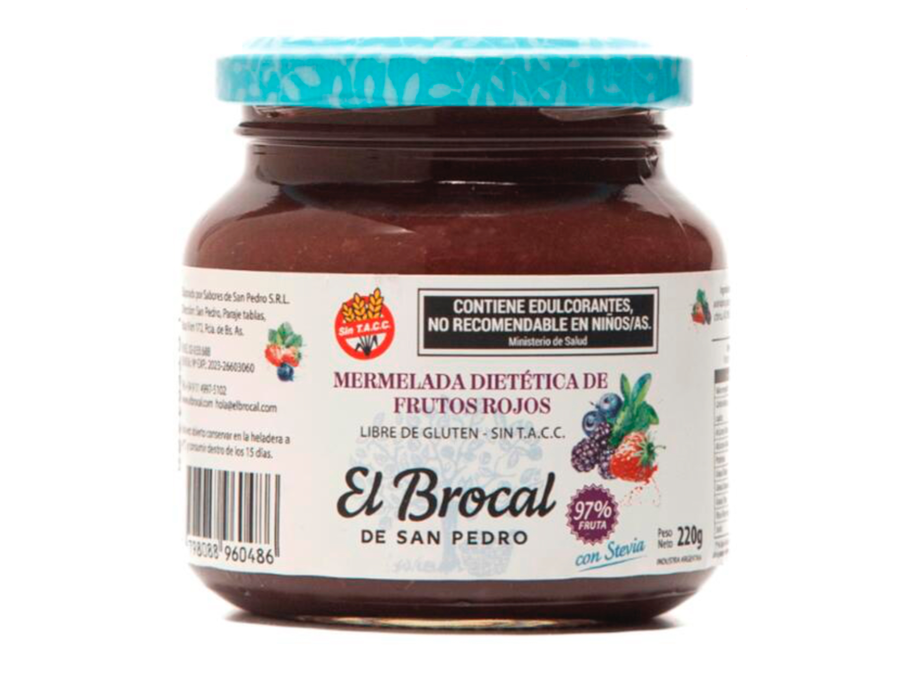Mermelada Dietetica de Frutos Rojos x 220g - El Brocal