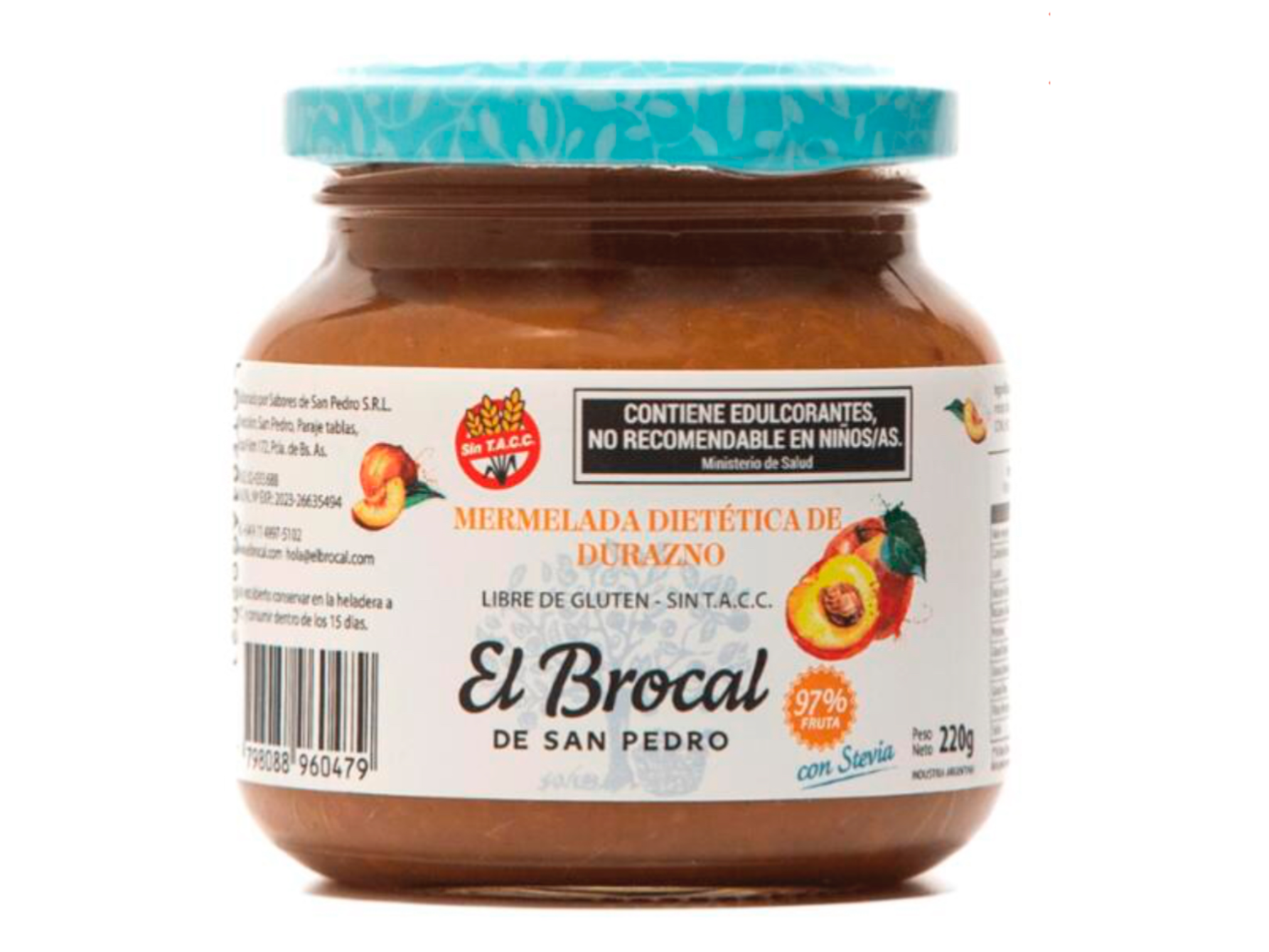 Mermelada Dietetica de Durazno x 220g - El Brocal