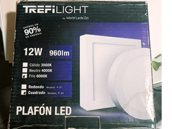 Plafón Sup 12w Trefilight luz Fria