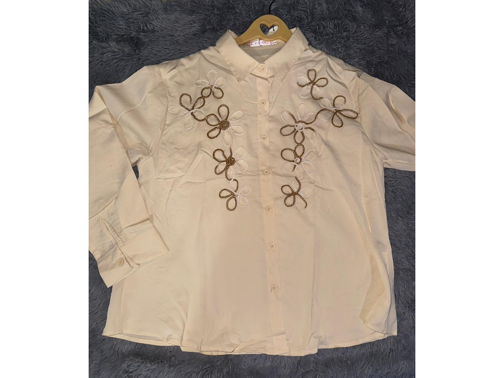 CAMISA BORDADA MARCA GRAN YIMEY TALLE L COLOR NATURAL