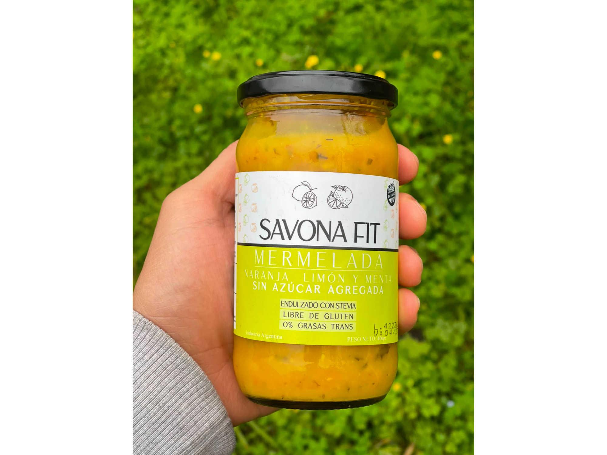 Mermelada de naranja, limon y menta con stevia 400g