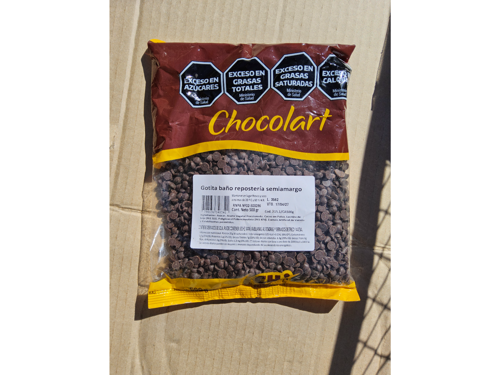 Chips de Chocolate para cobertura de repostería 500g