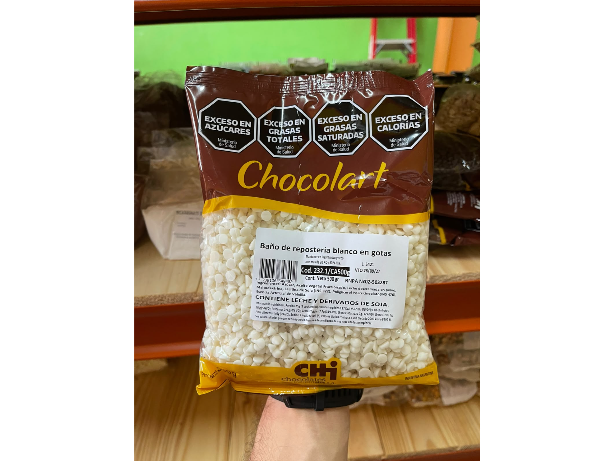 Chips de Chocolate blanco para repostería 500g